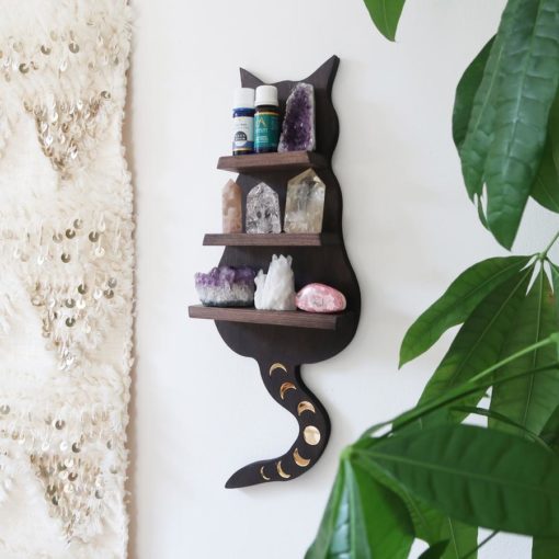 Cosmic Kitty Mirror Wooden Cat Shelf