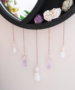 Crescent Moon Mirror Wooden Crystal Shelf copperm