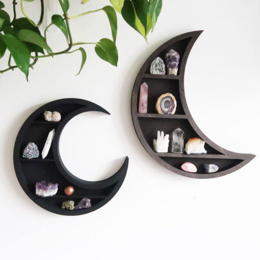 Crescent Moon Wooden Shelf coppermoonboutique 1