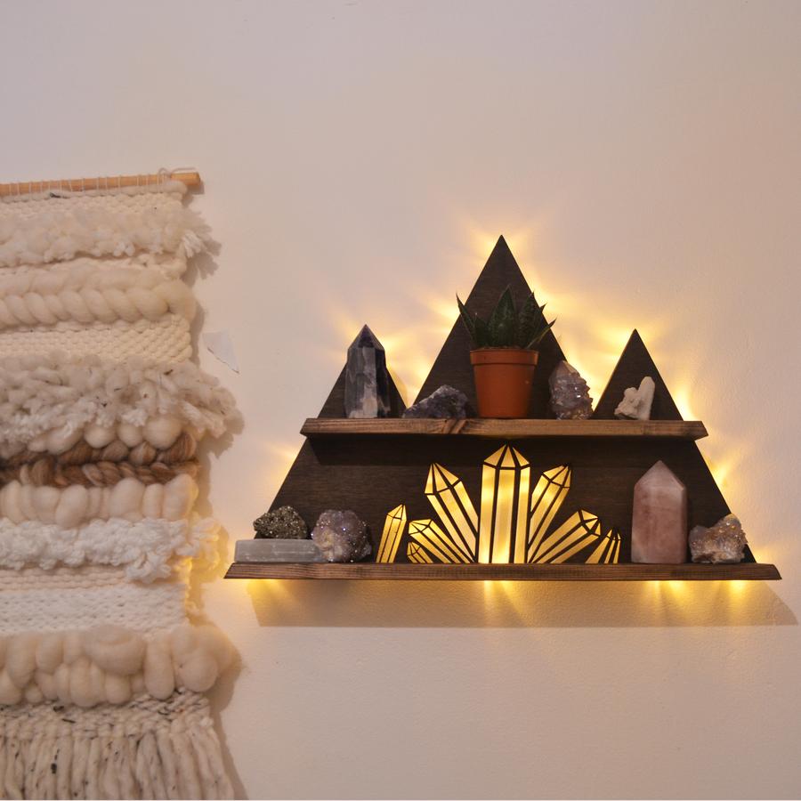 Crystal cluster mountain crystal display shelf and Crystal cluster mountain crystal display shelf and