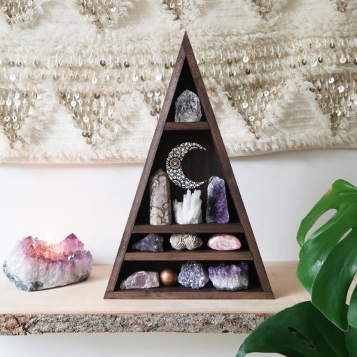 Mandala Moon Triangle Crystal Shelf