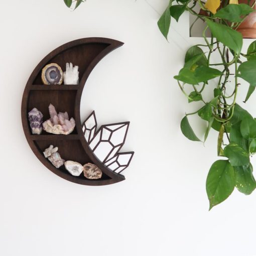 Moon and Crystal Cluster Mirror Shelf coppermoonb 1