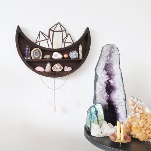 Moon and Crystal Cluster Moonphase Mirror Shelf y 2