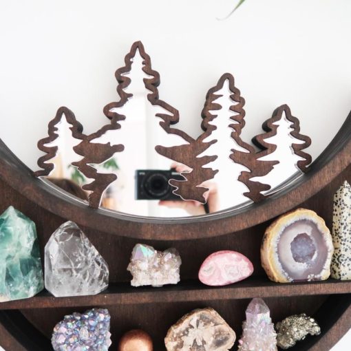 Moon and Forest Cluster Moonphase Mirror Shelf yy 2