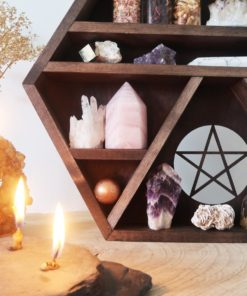 Pentagram Wooden Crystal Shelf coppermoonboutique 1