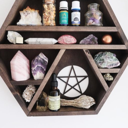 Pentagram Wooden Crystal Shelf coppermoonboutique 2