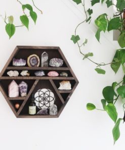 Seed Of Life Wooden Hexagon Crystal Shelf