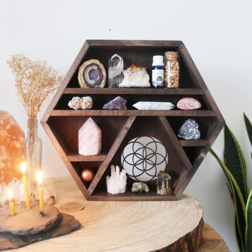 Seed Of Life Wooden Hexagon Crystal Shelf 2